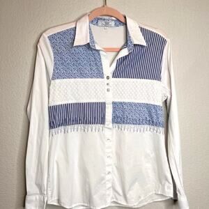 VLT's by Vantino Italian Blouse Embroidered Button Down LS Shirt Large